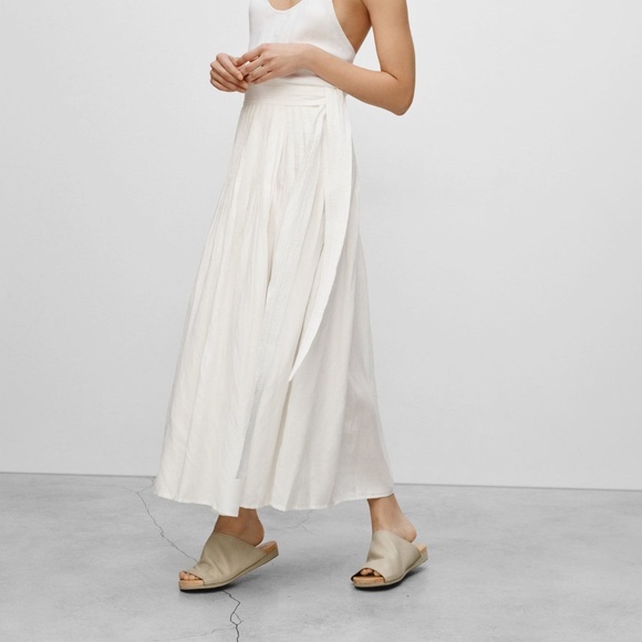 Aritzia Skirts Aritzia Wilfred Essonne White Pleaded True Wrap Maxi Skirt Small Poshmark